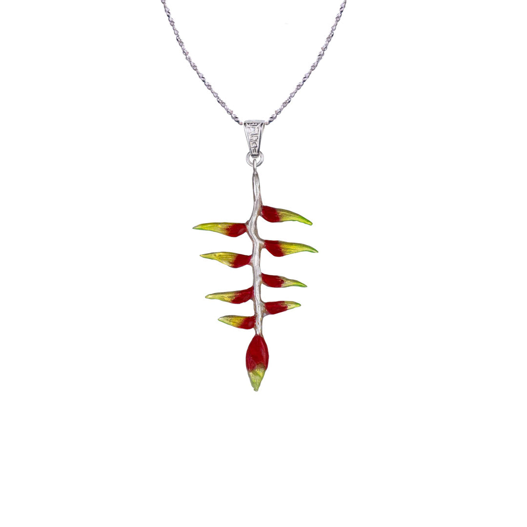 Collar Heliconia, cadena en plata, joyas elaboradas con plata ecologica eden joyas