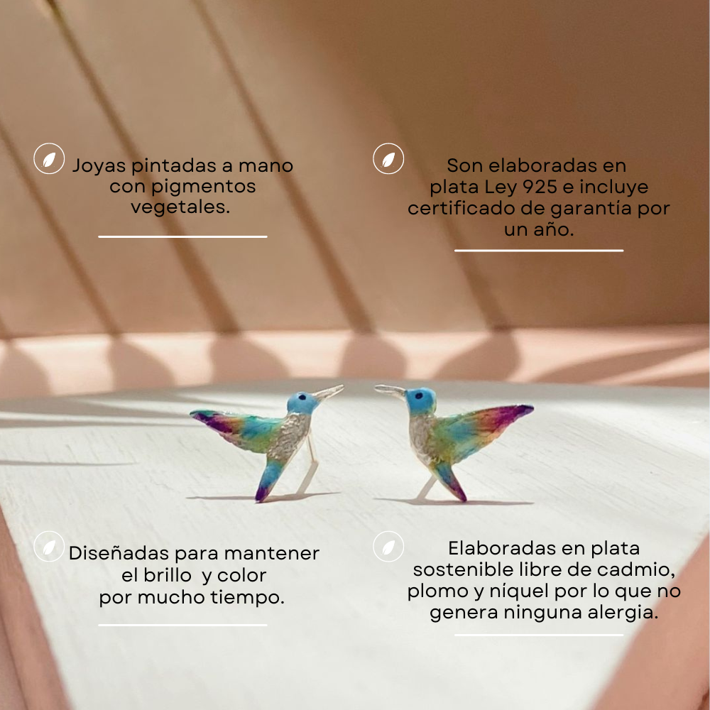 Descripción de los aretes de colibri violeta